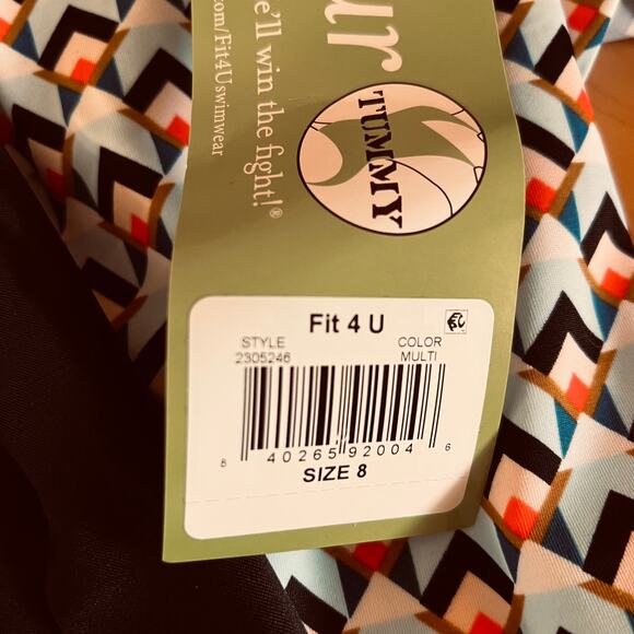 Fit 4 U Tankini Top Geo Print Handkerchief Swim Boho Coastal Chic Tummy Control - Picture 8 of 9